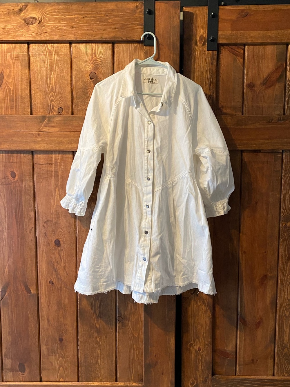 We The Free White Long Sleeve Denim Dress